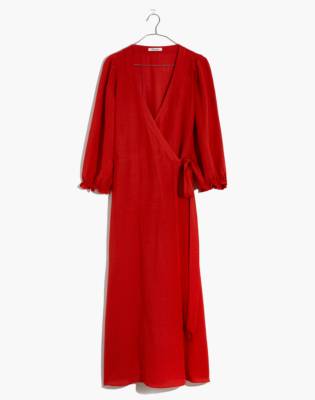Women's Ruffle-Cuff Wrap Dress in Red ...